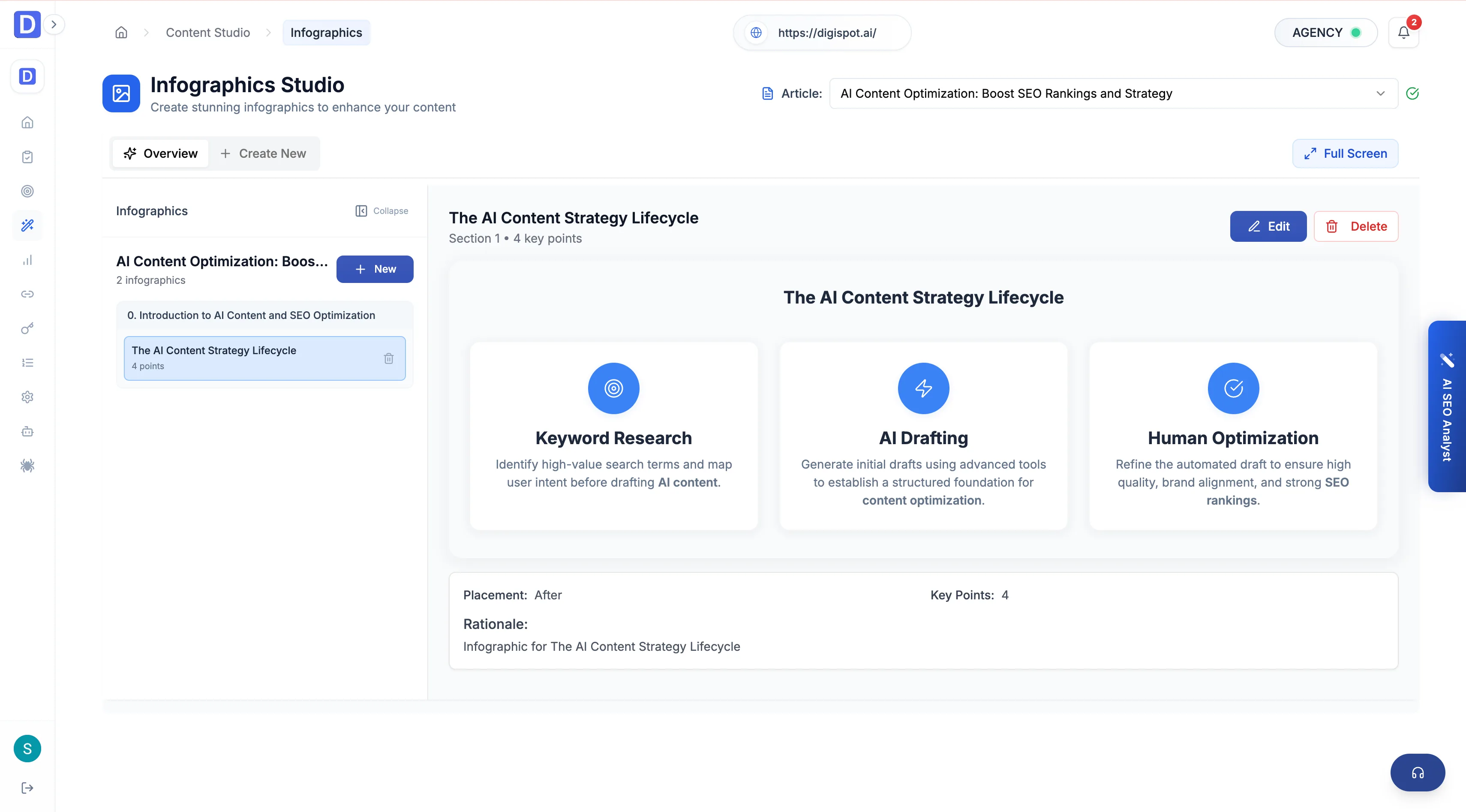 Cloud Content Studio infographic generation with palette, icons, and typography controls