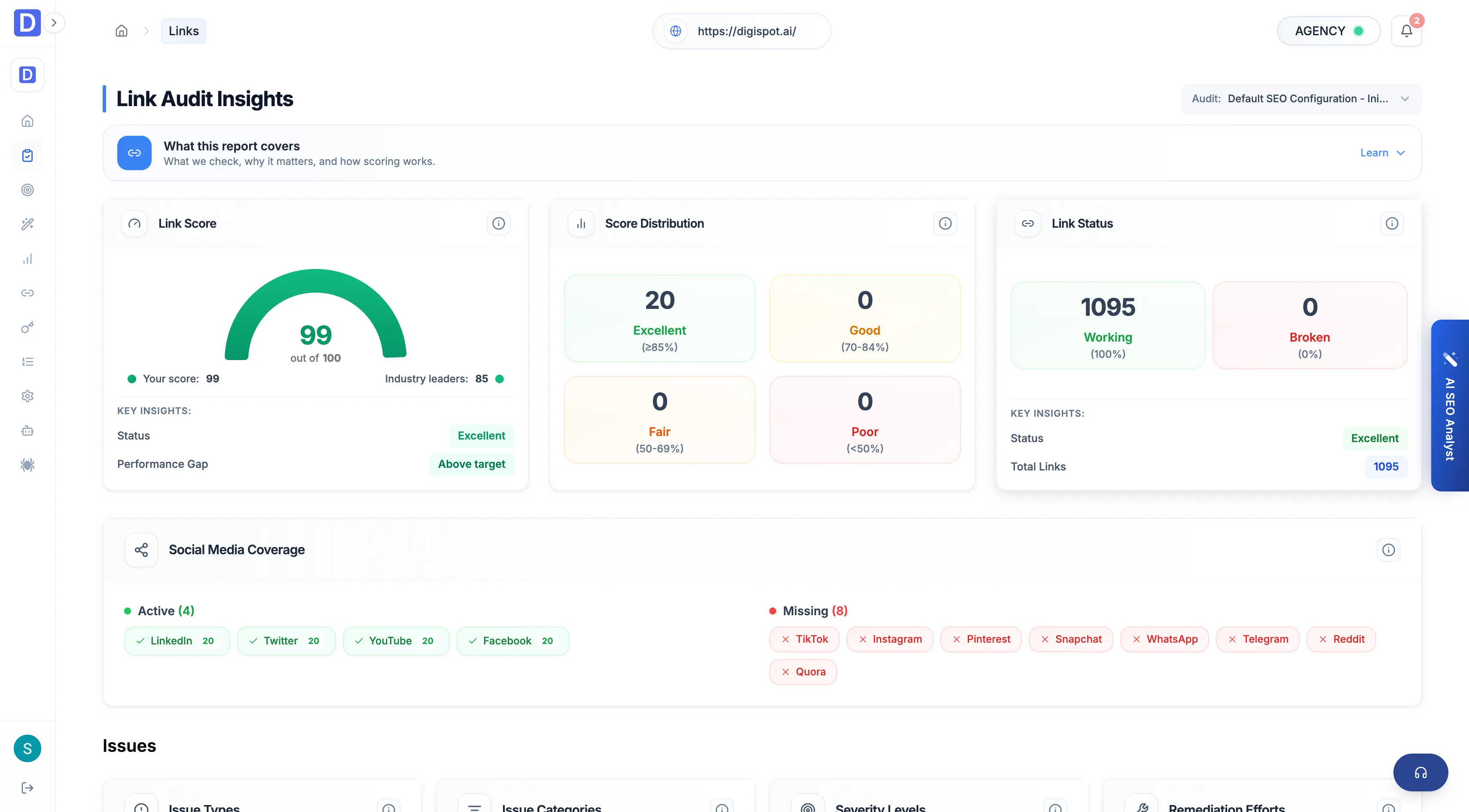 Cloud Links report with link health, status, and distribution