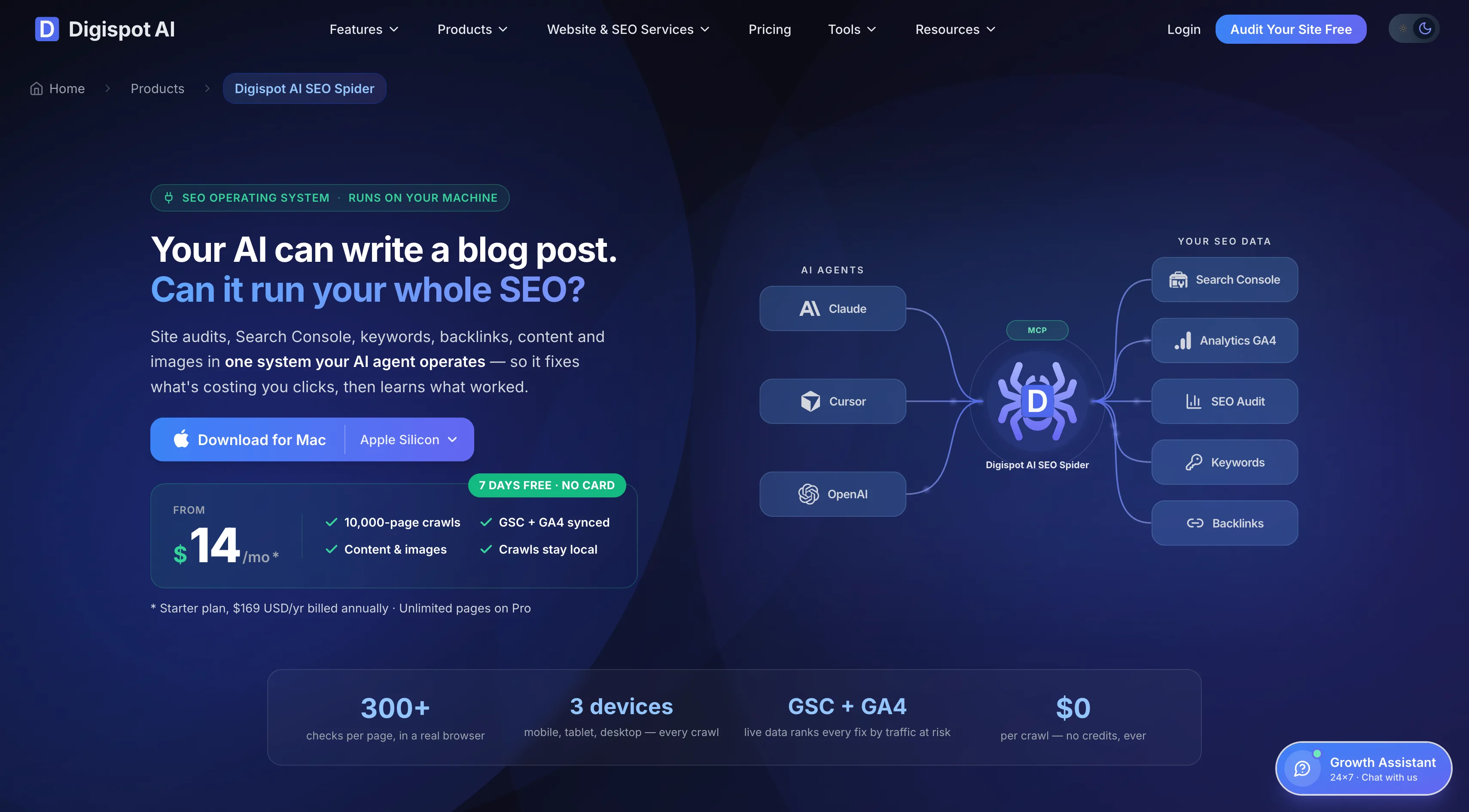 Digispot AI SEO Spider desktop app after installation